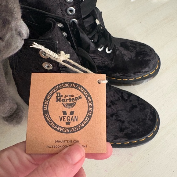 Dr. Martens Black Velvet Vegan Boots - Picture 1 of 5